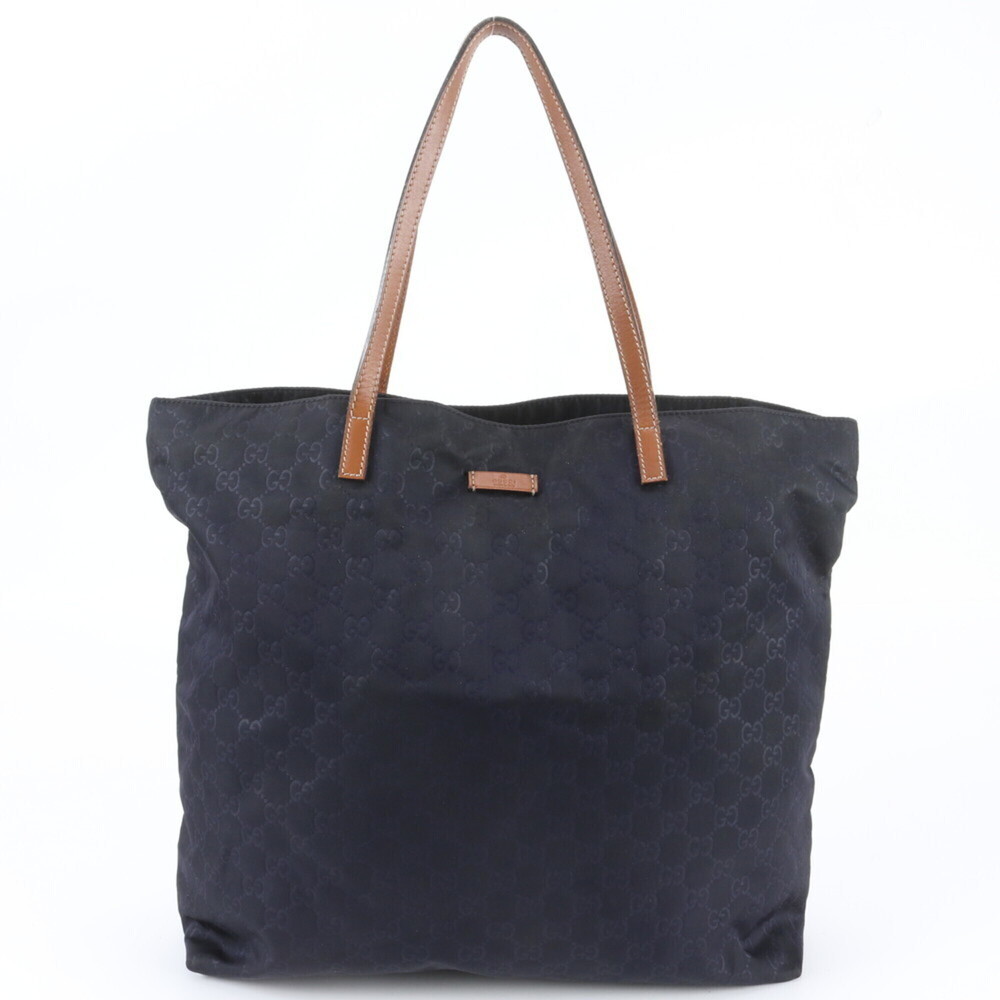 Gucci GG Nylon 295252 Leather Tote Bag Shoulder Navy Blue Men's